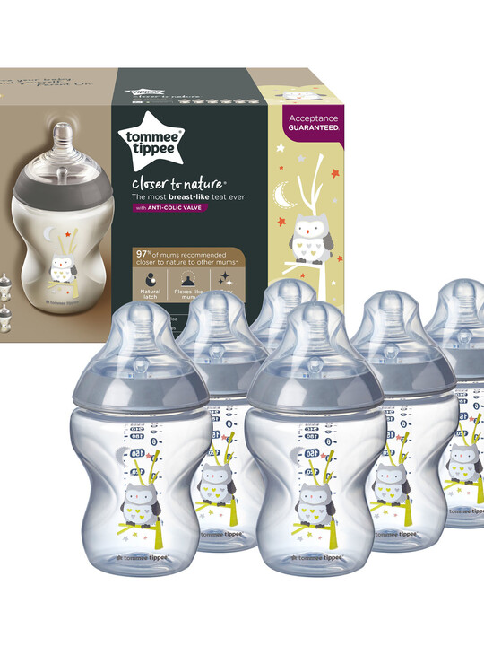 Tommee Tippee Closer to Nature Feeding Bottle, 260ml x 6 -Boy image number 1